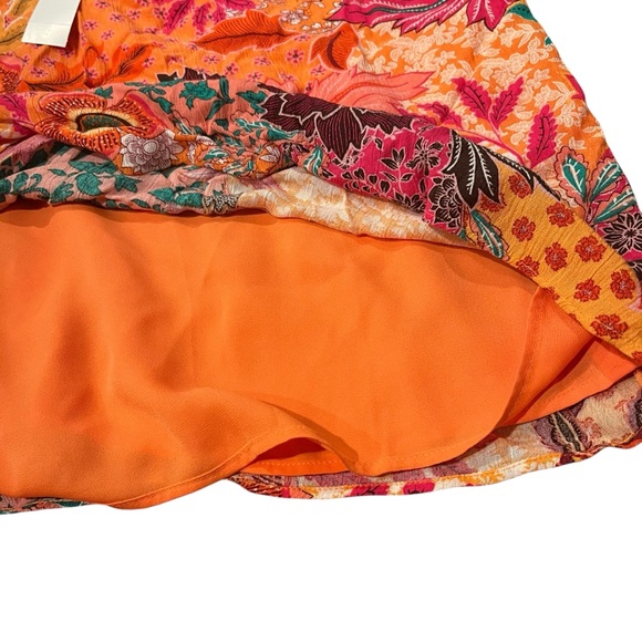 LOFT Women Medium‎ Coral Orange Pink Floral Tropical Vacation Summer Blouse Top - Picture 7 of 11